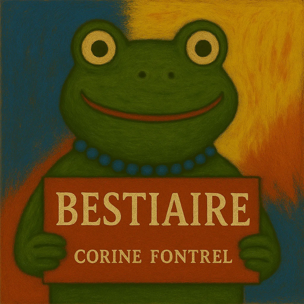 Couverture illustrée de Bestiaire de Corine Fontrel représentant une grenouille